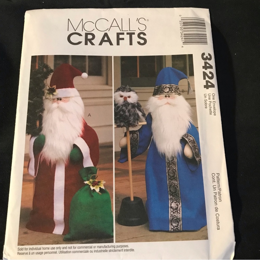 Santa Wizard Greeters Craft Pattern Sewing Owl Toy Bag Tree Christmas McCall's